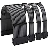 16AWG Power Supply Cable Kit 30cm mod Sleeve Extension Sleeved Custom mod for PSU to Motherboard PC Power Supply Cable (Grey)
