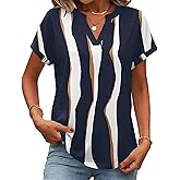 Zeagoo Womens Tops Short Sleeve Summer V Neck Shirts Work Blouses Business Outfits Fashion Clothing
