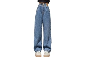 NABER Kids Girls Casual Baggy Wide Leg Denim Pants Elastic Waist Casual Jeans Age 5-14