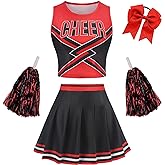 GRAJTCIN Tenns & Women's Cheerleader Outfit Cheerleading Uniform Halloween Costume Adult Crop Top Cheer Outfit