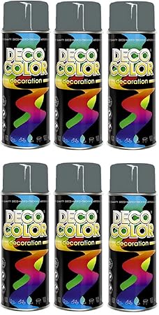 Fahrzeugteile Hoffmann 6er Sparpack DC Lackspray glänzend 400ml nach RAL freie Farbauswahl (6 Dosen in mausgrau Glanz RAL 700