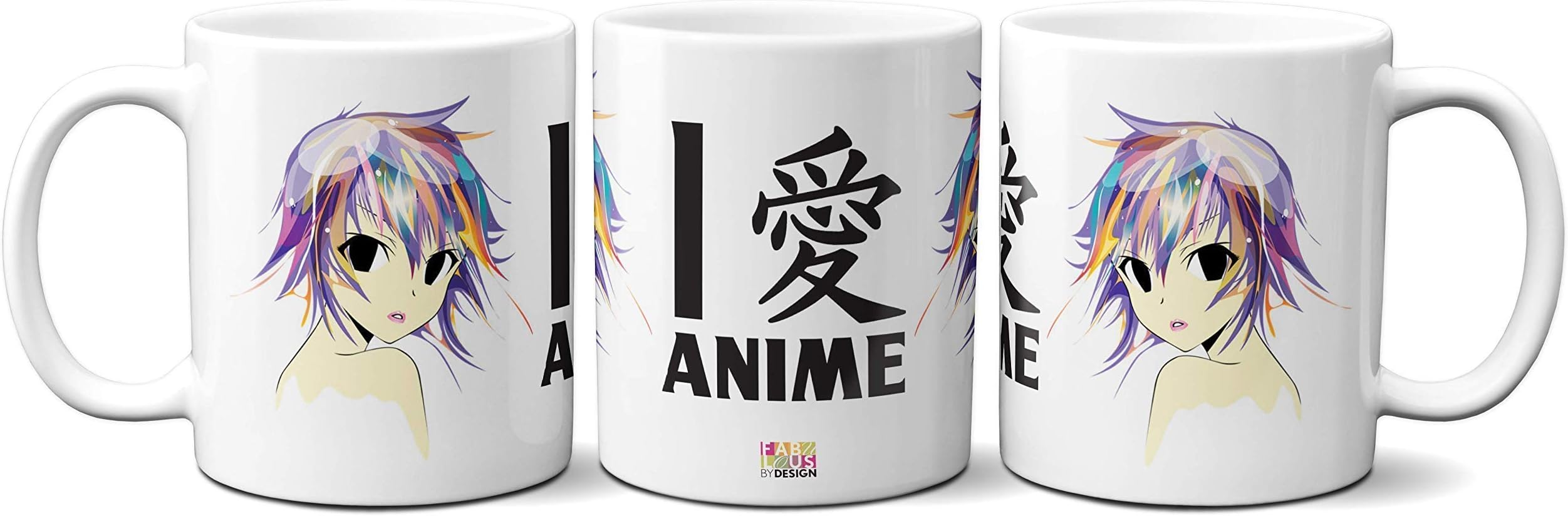 Gift Mug, I LOVE ANIME 10oz Ceramic Mug Coffee Tea Gift Birthday Japanese Cartoon