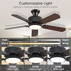 Surtime 44“Ceiling Fans with Lights-Low Profile