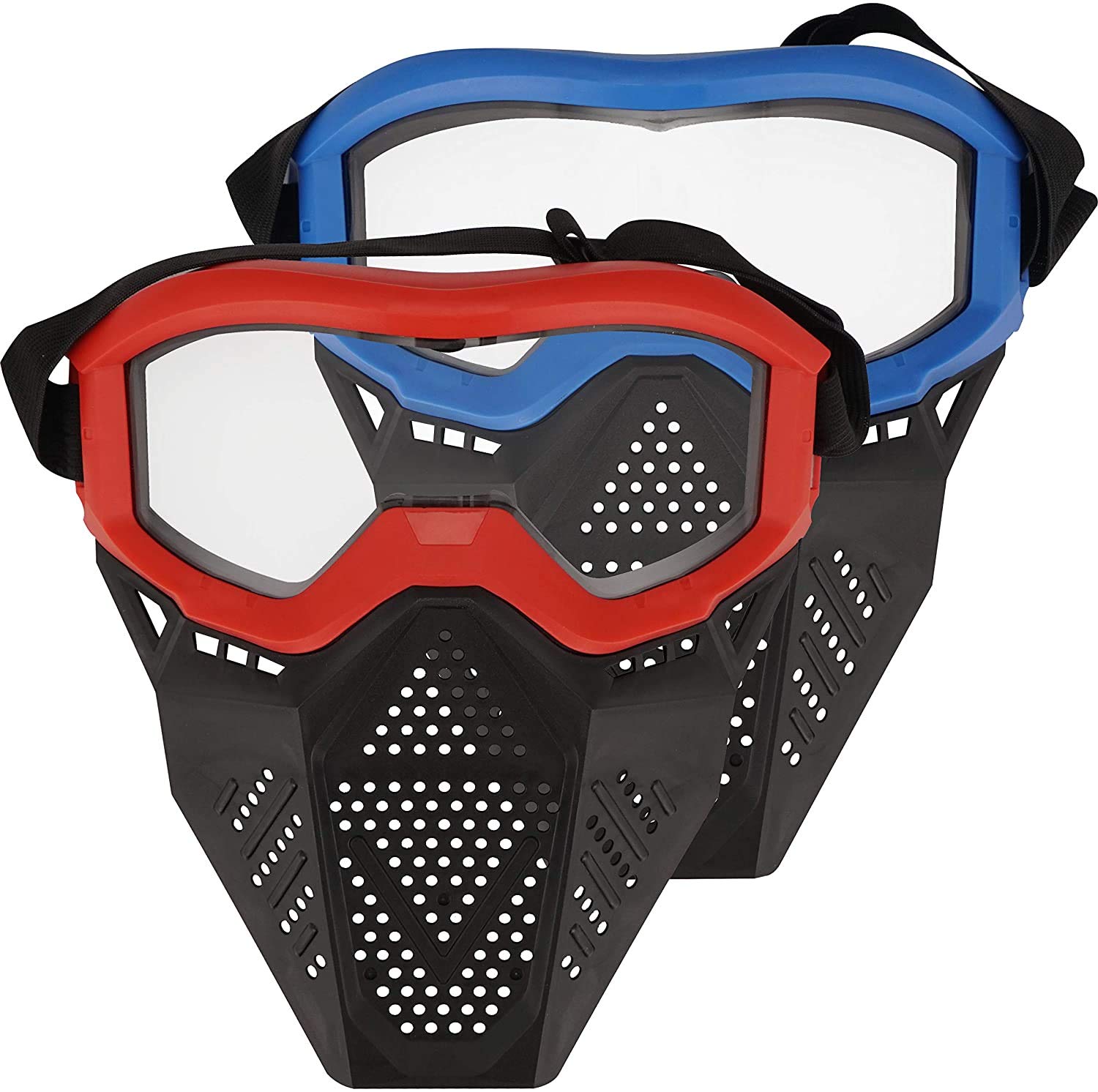 Toyer 2 Pack Tactical Mask Compatible with Nerf Rival, Apollo, Zeus, Khaos, Atlas, Artemis Blasters (Red&Blue)