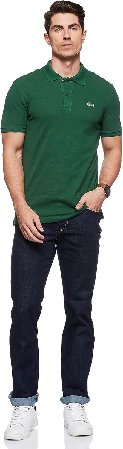 Lacoste Mens Classic Pique Slim Fit Short Sleeve Polo Shirt at  Men’s Clothing store