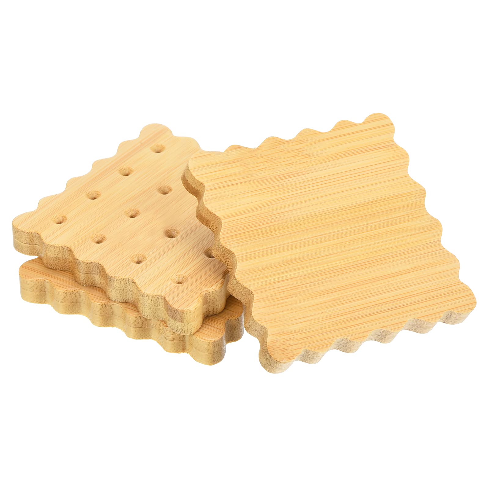 PATIKIL Plant Pot Saucer 3.5 Inch, 3 Pack Bamboo Cracker-Shape Flower Drip Tray for Home Indoor