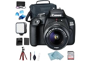 BLUEBIRDSALES Camera EOS Rebel 4000D (Rebel T100) DSLR Camera w/EF-S 18-55mm F/3.5-5.6 Zoom Lens + Flash + Case + 64GB Memory Card + 3pc Filter Kit + Flex Tripod + Card Reader + Cleaning Kit (International Model)