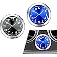 Irinidig 2 PCS Mini Car Clock for Dashboard, 1.57" x 0.31" Durable Metal Vehicle Luminous Clock with Adhesive, Decorative Automotive Clock Accessories for Boats Trucks SUVs Cars (Blue & Black)