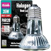 Arcadia Halogen Heat Lamp 35W &ndash; Focused Beam Infrared &amp; UVA Reptile Heat Lamp Bulb for Bearded Dragons, Tortoises, Turtle Tank and Terrariums, Long Lasting Easy to Use Indoor Heat Bulb for Reptiles