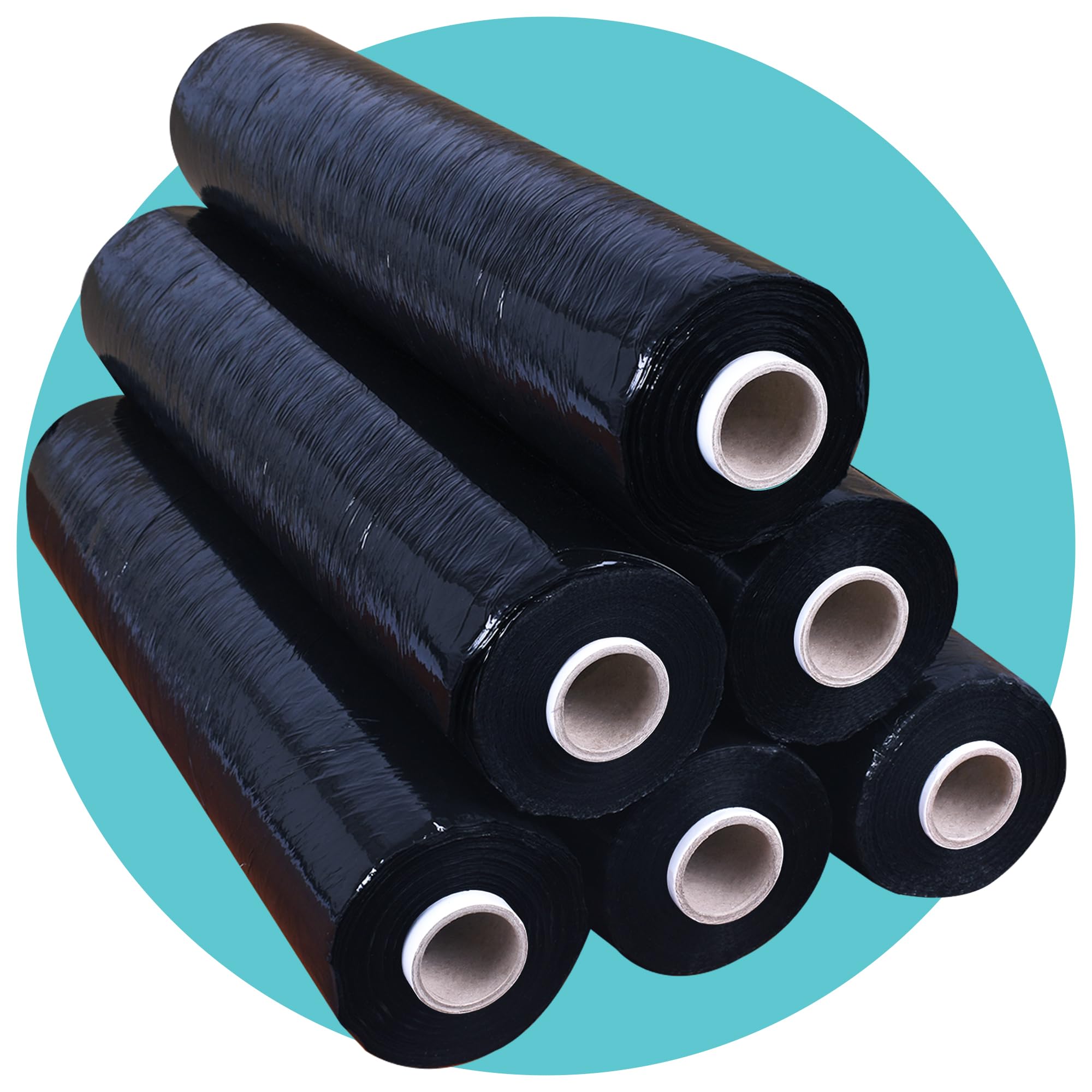 Triplast Pallet Stretch Wrap Roll (400mm x 250m) - Pick Qty & Colour - Heavy Duty Plastic Luggage Shrink Wrap & Strong Industrial Cling Film for Removals & Warehouse Packaging Use (Black, 6 Rolls)
