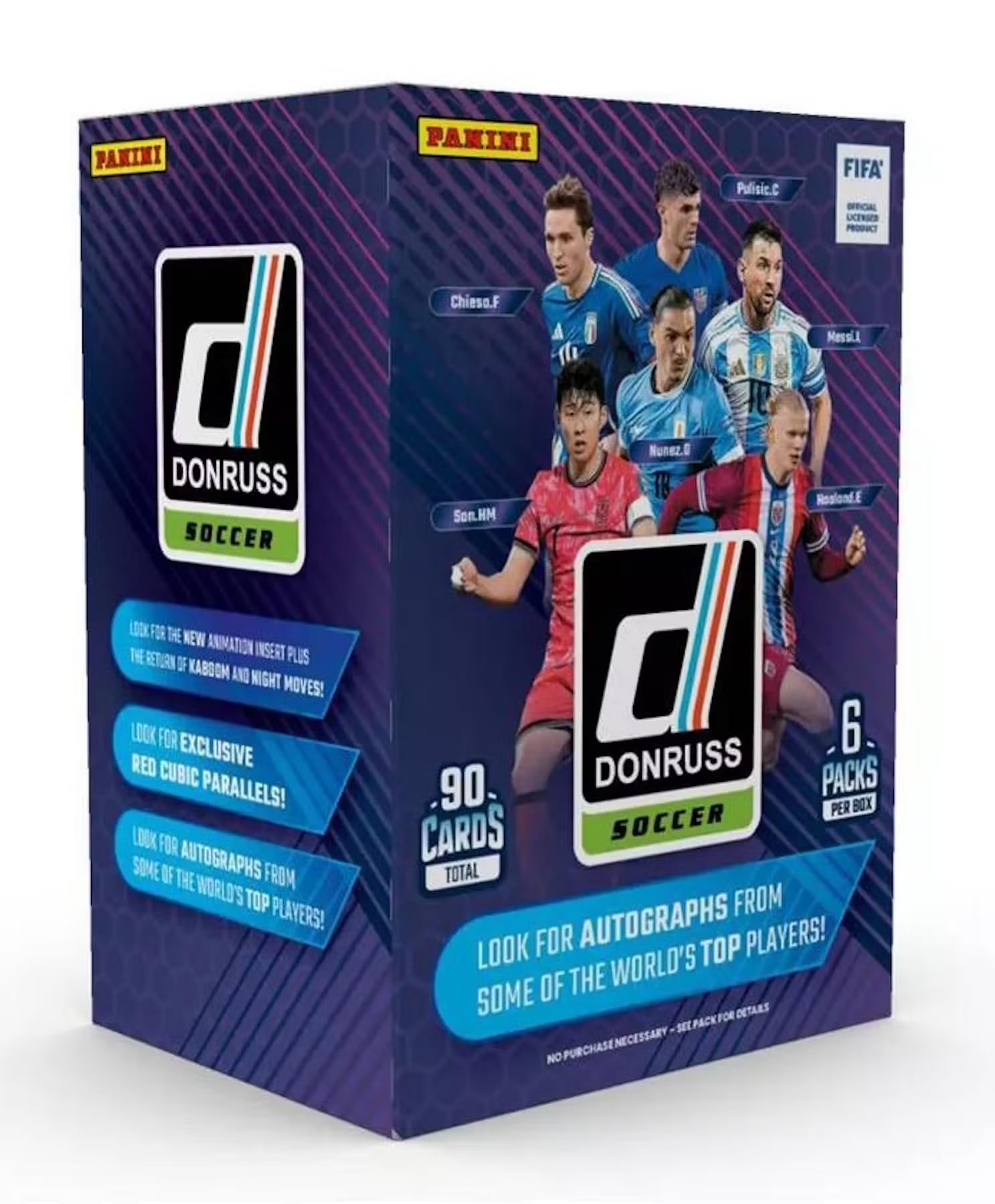 View 1 of ***. Factory sealed 2024/25 Panini Donruss Soccer 6-Pack Blaster Trading Card Box (Blaster Exclusive Red Cubic Parallels)