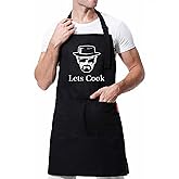 XBPDMWIN Funny Cooking Chef Aprons for Men with Pockets - Dad Apron for BBQ Kitchen Work - Creative Cooking Accessories for Father’s Day Birthday