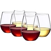 Amazing Abby - Cynthia - 20-Ounce Unbreakable Tritan Wine Glasses (Set of 6), Plastic Stemless Wine Tumblers, Reusable, BPA-Free, Dishwasher-Safe, Perfect for Poolside, Outdoors, Camping, and More