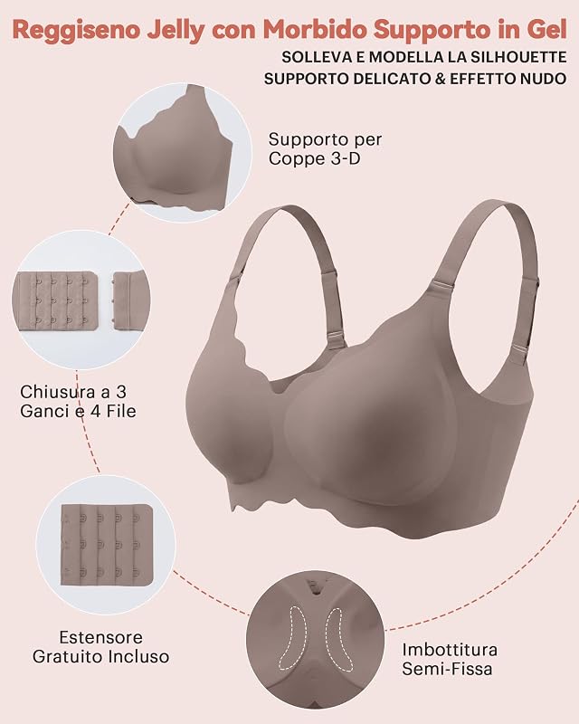 Reggiseno Senza Ferretto Comodo Bordo Ondulato Morbido Dormire, Bianco XL
