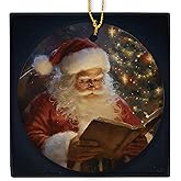 KSDUT Vintage Santa Claus Ceramic Ornament Keepsake, Merry Xmas Holiday Decor for Christmas Tree, Farmhouse, Winter Rustic Santa Hanging Ornament