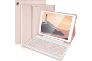SOPPY Keyboard Case for iPad 9th 2021, iPad 8th 2020, iPad 7th Generation 2019 10.2 inch, iPad Air 3 2019, iPad Pro 10.5" 2017, Detachable Wireless Keyboard, Built-in Pen Holder - Pink - US
