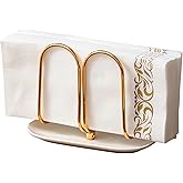 Vertical Rose Gold Napkin Holder with Ceramic Base - Modern Disposable Hand Guest Towel Holder for Bathroom,Small Cocktail Napkin Holders for Table,Party,Kitchen,Bar,Dinner,Outdoor