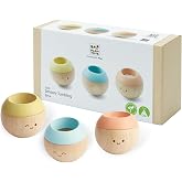 PlanToys&reg; Pastel Wooden Tumbling Montessori Toy for Babies 6 Months+ Set | pastel wooden tumbling set, montessori sensory play, fine motor skill development, developmental baby toy, eco-friendly gift
