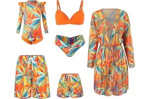 NIKDUCK Family Matching Swimsuit Set High Waisted Mommy and Me Swimsuit Two Piece V Neck Girls Bikini Bathing Suit