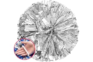 PUZINE 2pack/4pack 13" Cheerleading Metallic Foil & Plastic Ring Pom Poms Cheerleading Poms 100g