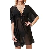 Soul Young Cover Ups for Swimwear Women V Neck Beach Chiffon Swimsuit Coverup Oversized