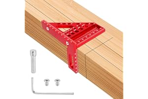 3D Multi-Angle Measuring Square Ruler,Precision Aluminum Woodworking Speed Rafter Ruler with Drill Guide Holes 0°-90° Triangl