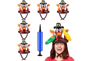 Leitee 6 Set Thanksgiving Inflatable Turkey Hat Ring Toss Game Thanksgiving Turkey Ring Toss Games Toys for Thanksgiving Party Supplies Favors Party Fall Family Games