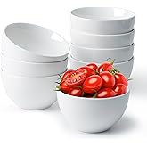 NUTRIUPS 8oz Ice Cream Bowl, 4.3in Small Ceramic Bowls for Dessert Snack Rice Side Dishes, White Dip Bowl, Set of 8