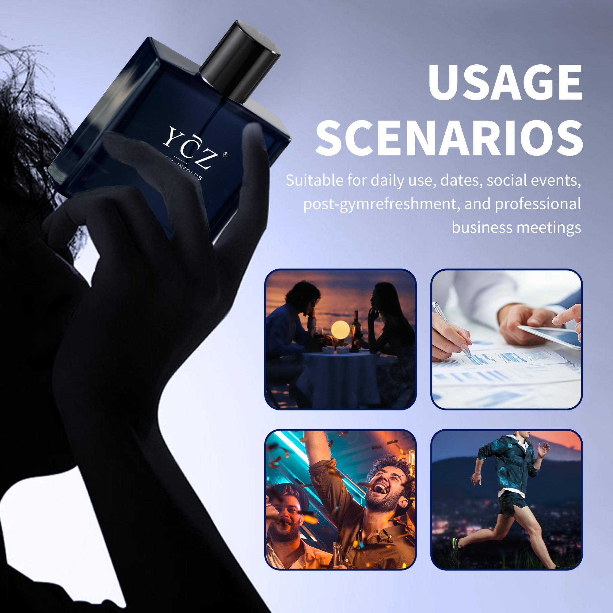 Ycz Charm Unfolds Marine Perfume for Men, 1.7 oz. Long Lasting Eau De Parfum Cologne For Men, Oriental Woody Fragrance - Ideal Special Occasions mens cologne, Making it the Ideal gentlemen’s Gift 