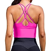 XUNYU Sports Bras for Women High Support Longline Workout Tank Tops Built in Bra Padded Strappy Yoga Crop Top Cross Gym