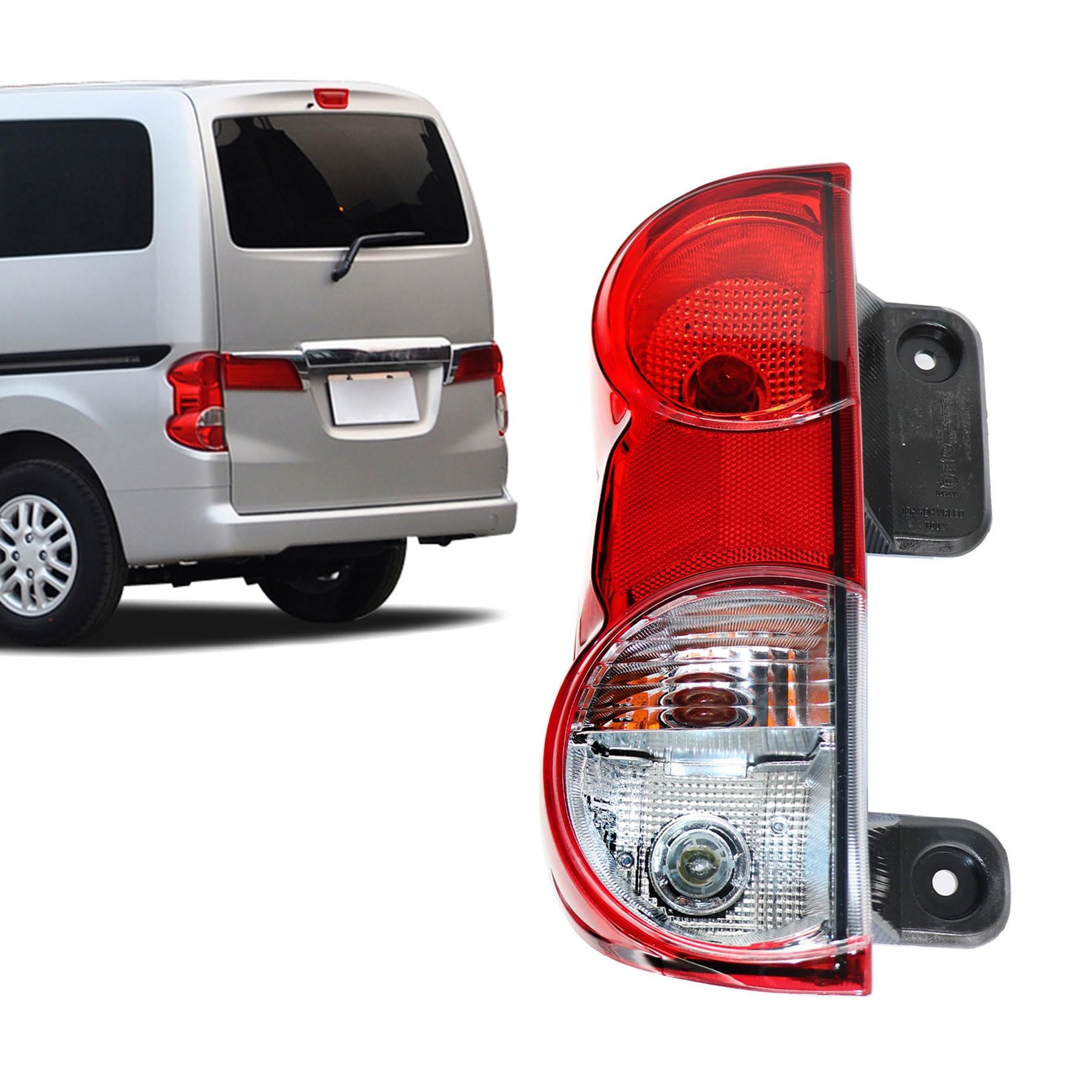 Photo 1 of XQSMWF Left Tail Light Assembly Clear Red Lens with Bulbs Compatible with Nissan NV200 Taxi 2013-2018# NI2800201 265553LM0A 26555-3LM0A Driver Side