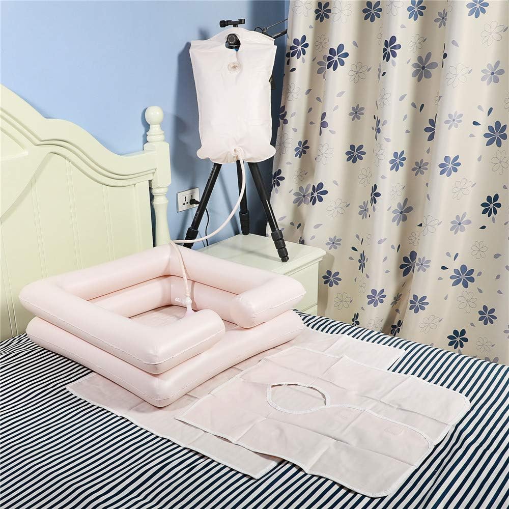 Inflatable Bedside Shampoo Basin Kit With Water Bag, Shower, Shawl, Cushion, Air pump For Disabled& Elderly Bed Easy, Pregnancy, Bedridden Or Post-Surgical Patient, Bed-Confined Patient（Set of 6） : Beauty