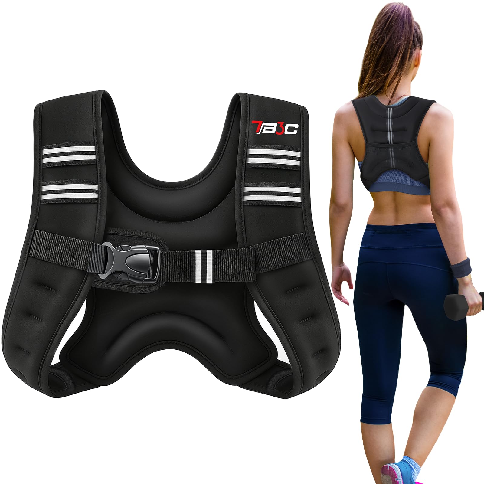 Photo 1 of Weighted Vest Woman, 8 LB Womens Weight Vest for Walking, Strength Training Weight Vests for Men, Reflective Stripe Fitness Vest for Workout Running Jogging