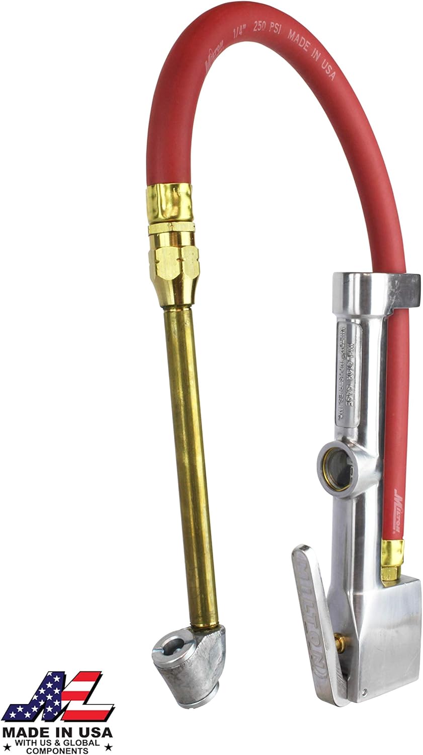 Milton (S506) Original Dual Head Chuck Tire Inflator Gauge 15" Hose