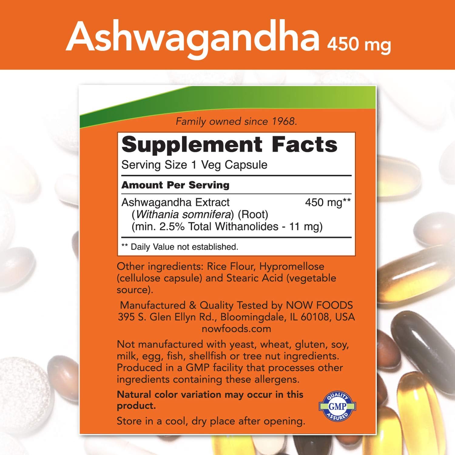 NOW Supplements, Ashwagandha (Withania somnifera) 450 Mg (Standardized Extract), 90 Veg Capsules: Health & Personal Care