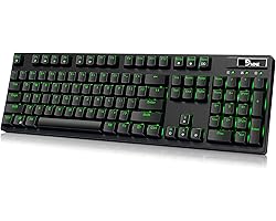 Fuhlen G902S Mechanical Gaming Keyboard 104 Keys - Tactile & Clicky Cherry MX Blue Switches - Green LED Backlit - Full Keys A