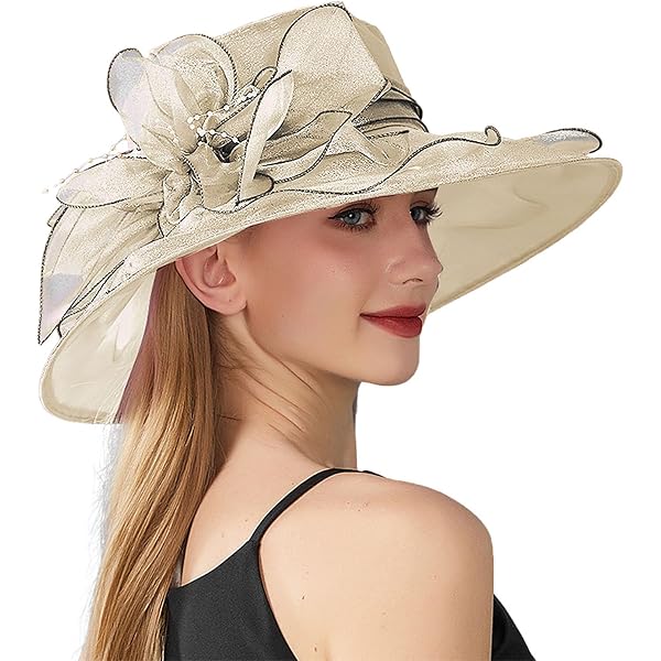 1786 Women Kentucky Organza Hats Bride Wedding Fascinators Elegant Big Wide Women Organza Kentucky Fascinator Hat Fascinator Stretchy  main image 3