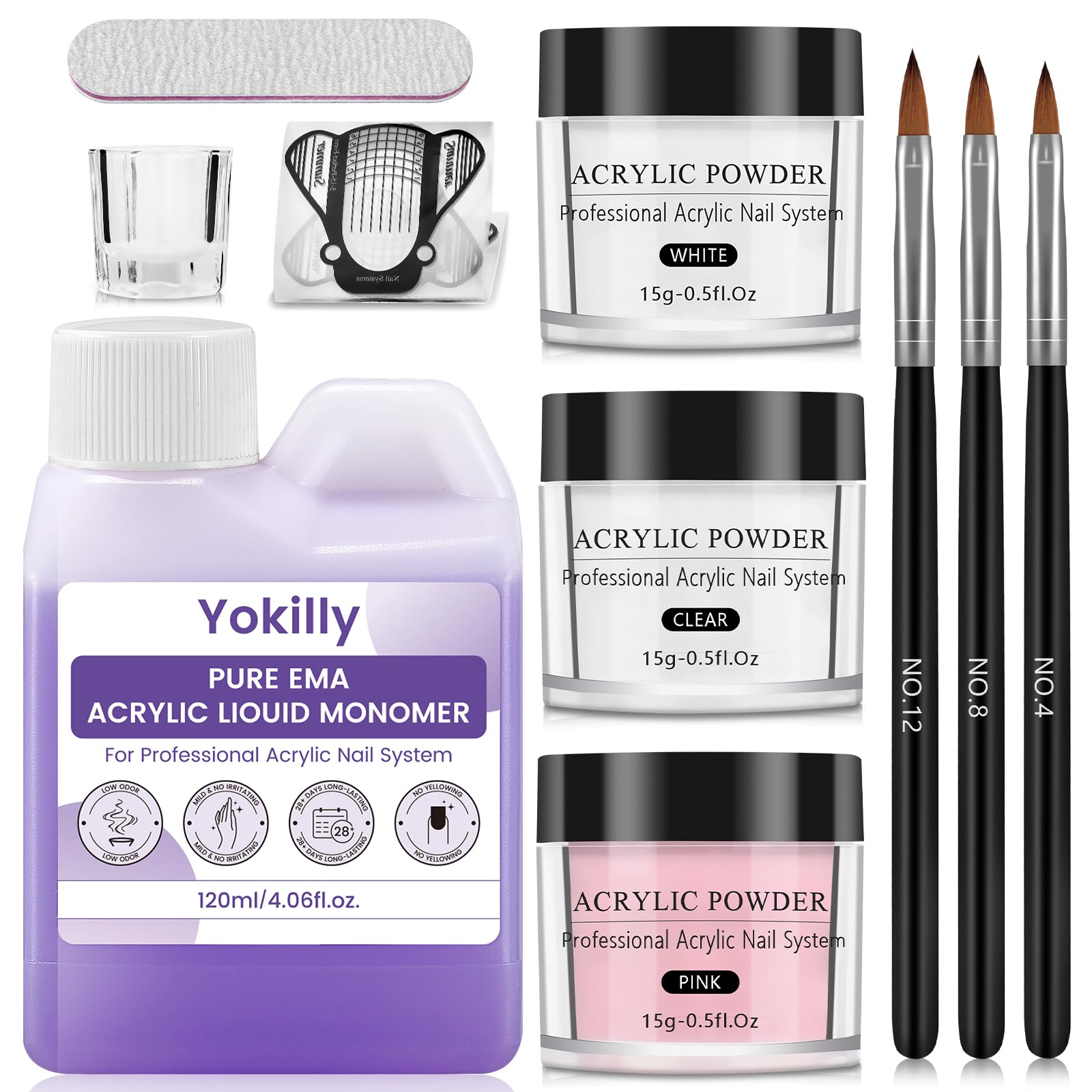 Yokilly Acrylic Nail Kit: Acrylic Powder Set - Nail Set Acrylic Kit - Acrylic Nails Extension - Manicure Nail Art Tools Nail Kit For Home Salon