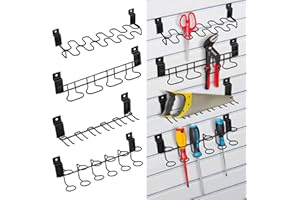 MOJIEZUO 4 Pcs Slatwall Screwdriver Holder Tool Hangers Stainless Steel Slat Wall Hooks Accessories Shelving Display Tool Organizer Racks Slatwall Plier Holders for Craft Room , Workbench, Garage Shop 4 Style