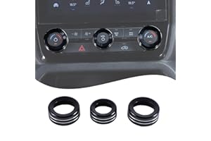 LCOJICEP Car Central Control Air Conditioning Volume Knob Ring Cover Trim Compatible Ford Ranger 2023 2024，Aluminum A/C Air Conditioner Volume Switch Button Knob Cover Accessories (Normal Style, Black)