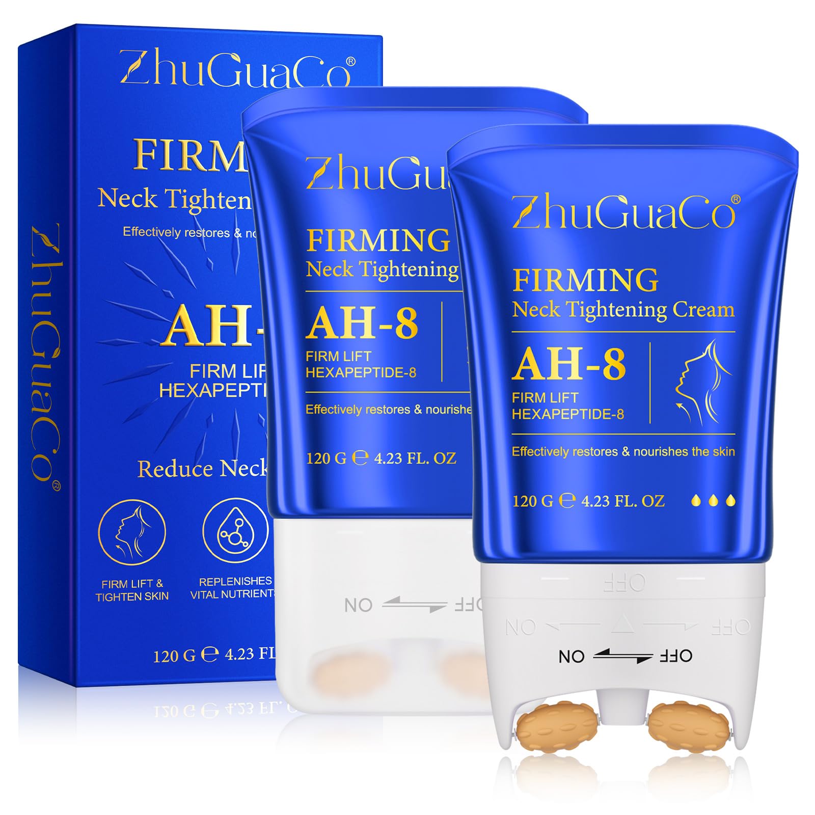 Neck Firming Cream with Roller, AH-8 Firming Neck Cream for Sagging and Tighten, Best for Tightening Sagging Skin, Lifting Firming Cream for Loose Skin, Reduce Wrinkles, Fine Lines, Nourish,8.46 Fl Oz