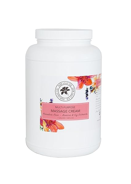 DMS SUN LILLY ORGANICS MASSAGE CREAM, 1 GALLON, SMOOTH, DEEP TISSUE MASSAGE, PARABEN FREE, MADE IN USA, CRUELTY FREE