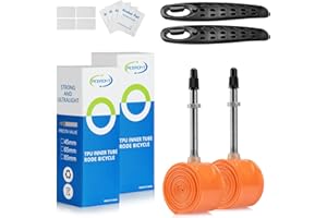 2-Pack ACEROMT TPU Inner Tube 700c x 18c-32c with 45mm 65mm 85mm Presta Valves, 28g Lightweight 700c Bike Tube TPU Portable Spare Bike Tube with Bike Tire Levers and Bike Tire Patch Kit