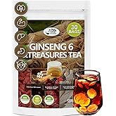 Upgrade Ginseng Six Treasure Tea - Traditional Chinese Herbal Blend, Kidney Tea&Ginseng Five Treasures Tea, Men and Women(30Bags)