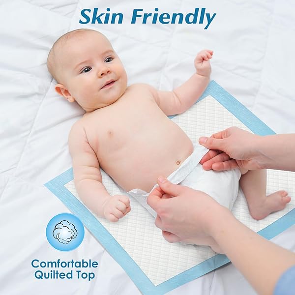 50 COUNT SUPER ABSORBENCY DISPOSABLE UNDERPADS, LEAKPROOF QUICK DRYING DISPOSABLE PADS FOR BABY, PUPPY AND ADULTS, DISPOSABLE CHANGING PADS FOR BABY, DISPOSABLE DIAPER CHANGING PADS, 17” X 13”