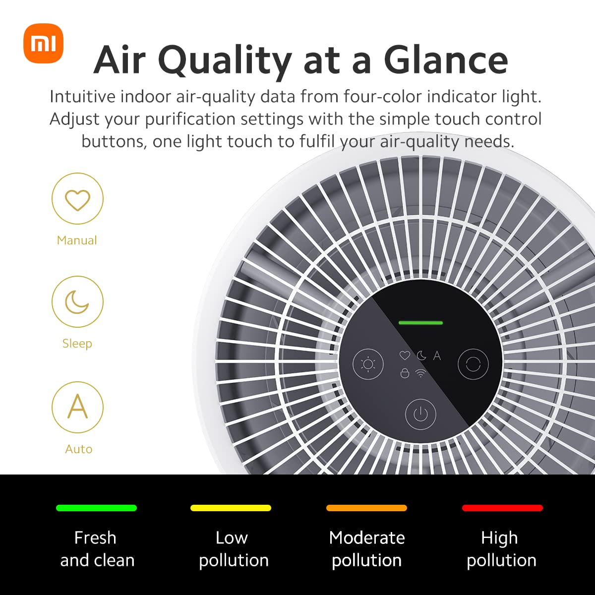 XIAOMI Air Purifiers for Home Bedroom, H13 True HEPA Filter, Ultra Quiet, Smart Control, Air Quality Sensor, Small Large Room Cleaner for Pets, Dust, Allergies, Wildfire, Smoke, Auto, 4 Compact