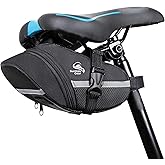 SunHalo Gear Bike Seat Bag - Bicycle Saddle Bag Under Seat Cycling Accessories Storage Pouch Wedge Pack for Mountain & Road Bike - Black