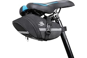 SunHalo Gear Bike Seat Bag - Bicycle Saddle Bag Under Seat Cycling Accessories Storage Pouch Wedge Pack for Mountain & Road Bike - Black