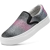 xinlanlin Toddler Sneakers for Girls Boys Low Top Slip On Kids Canvas Casual Shoes Comfortable Walking Sequins Glitter Shoes
