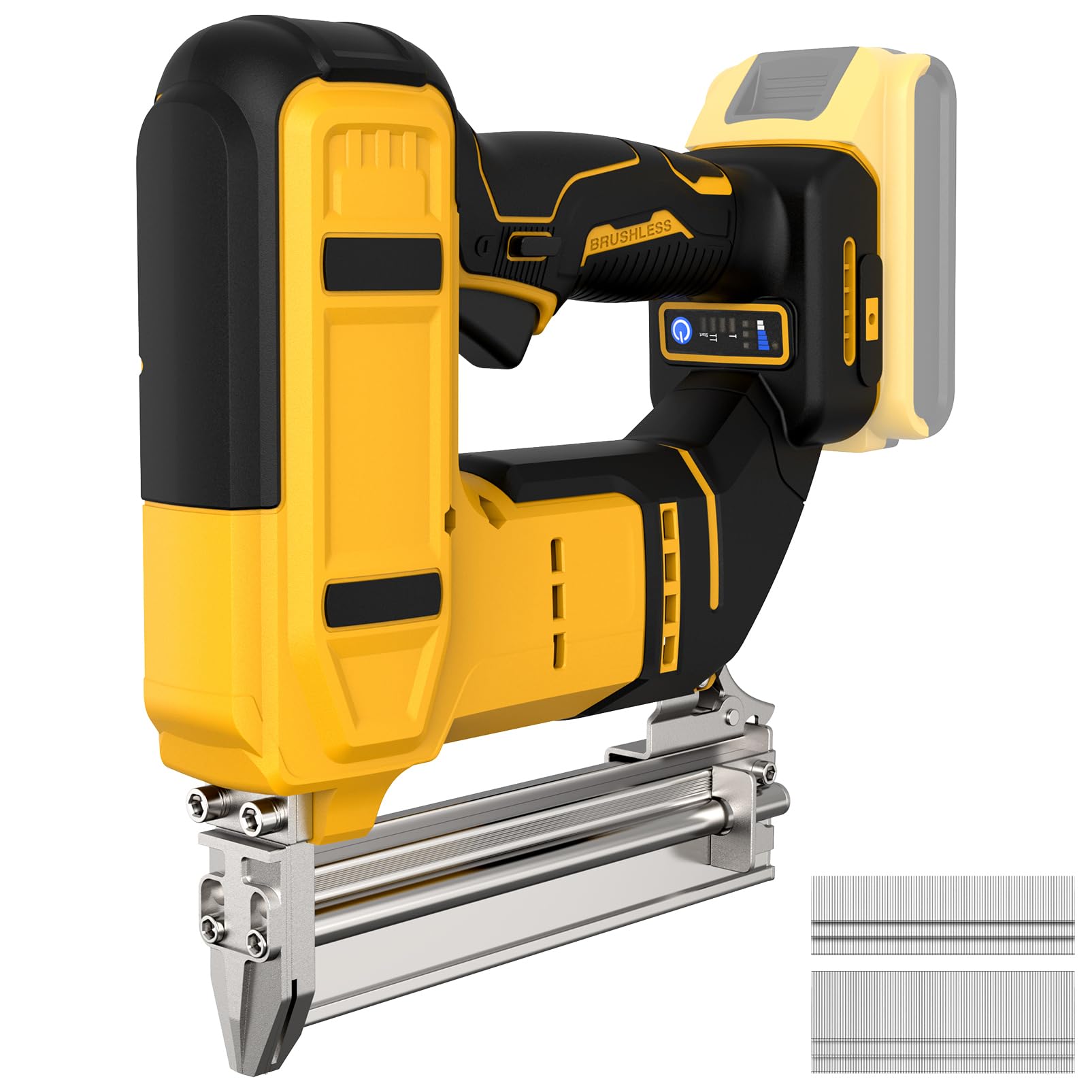 Photo 1 of 18 Gauge Cordless Brad Nailer & Staple Gun for Dewalt 20V MAX Battery, 2-in-1 Battery Powered Nail Gun with 2000 Nails, Electric Nail Gun for Woodworking, DIY, Framing & Home Improvement (No Battery)